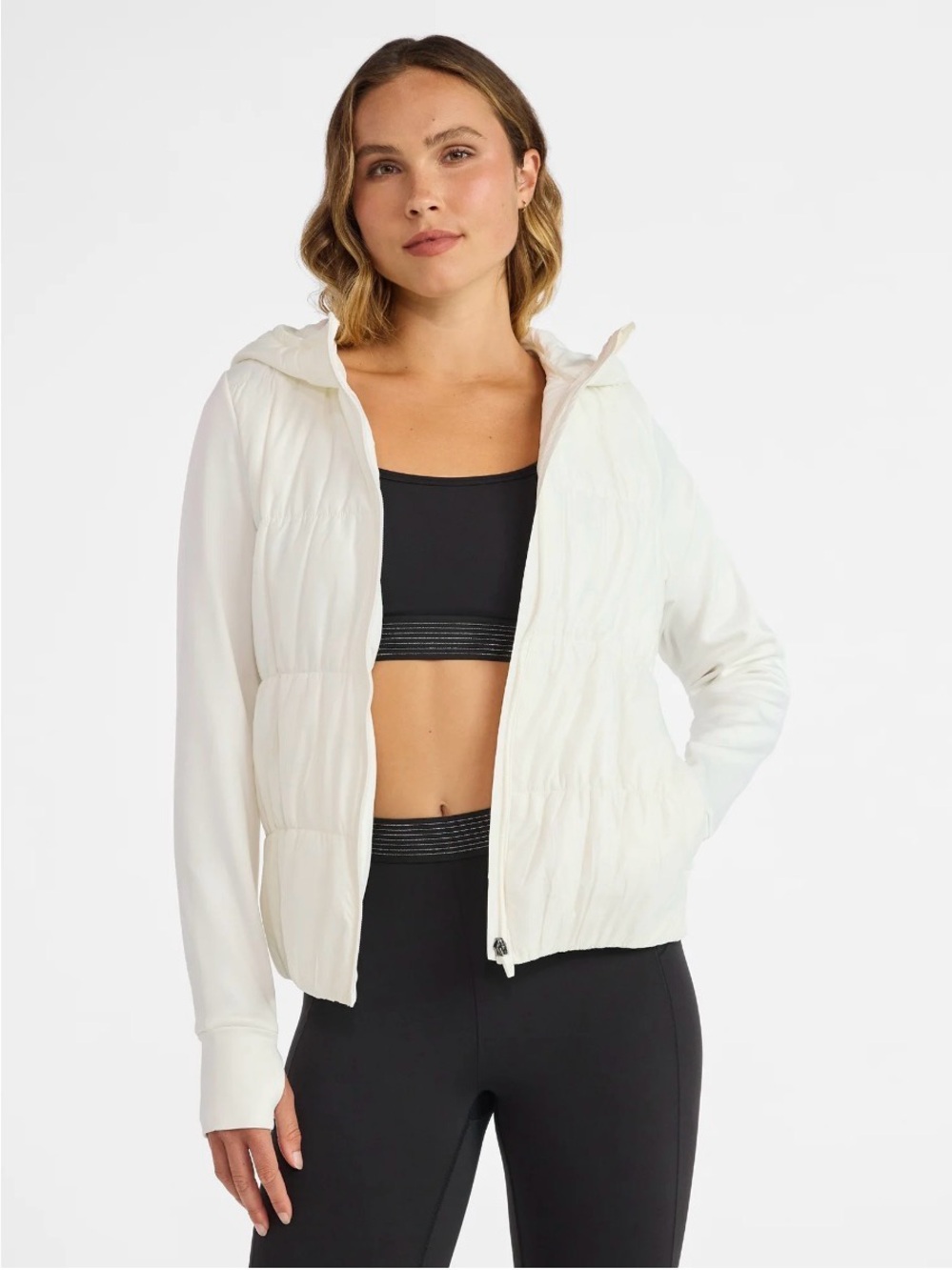 Avia White Womens Light Quilted Hooded Active XL Jacket NWT